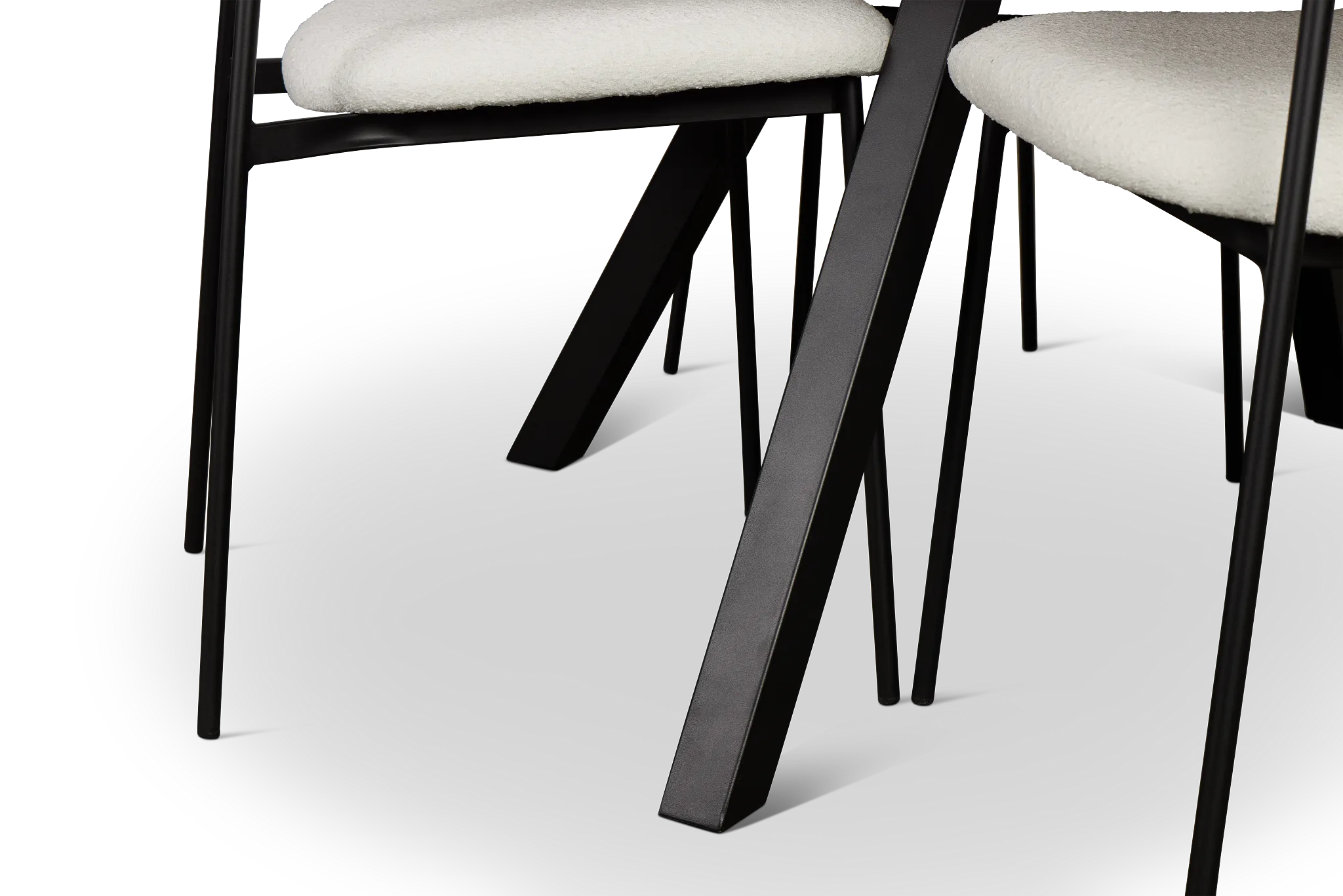 Lynden Light Tone Round Table & 4 White Woven Upholstered Side Chairs