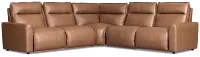 Edison Dark Brown Leather/vinyl Small Triple Power Reclining 2-arm Sectional