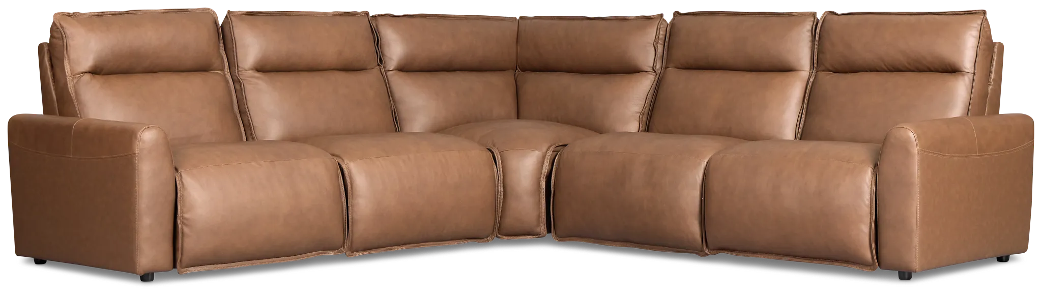Edison Dark Brown Leather/vinyl Small Triple Power Reclining 2-arm Sectional