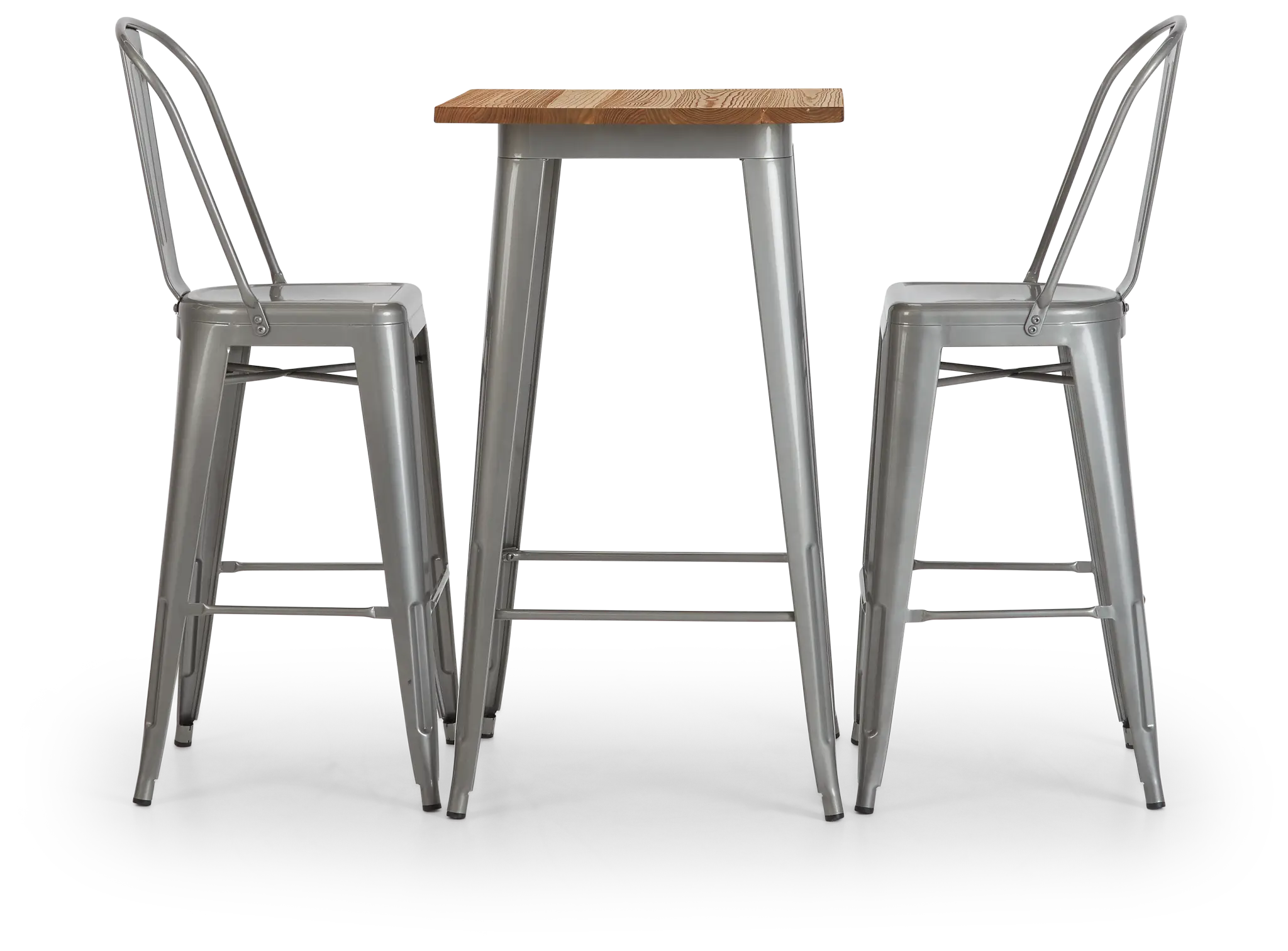Huntley Light Tone Pub Table & 2 Metal Barstools Huntley Light Tone Pub Table & 2 Metal Barstools