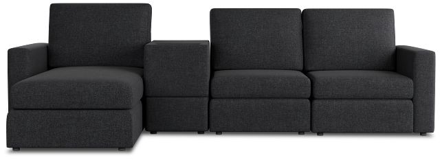 Citymod Dark Gray Fabric Small Left Chaise Sectional With Media Console