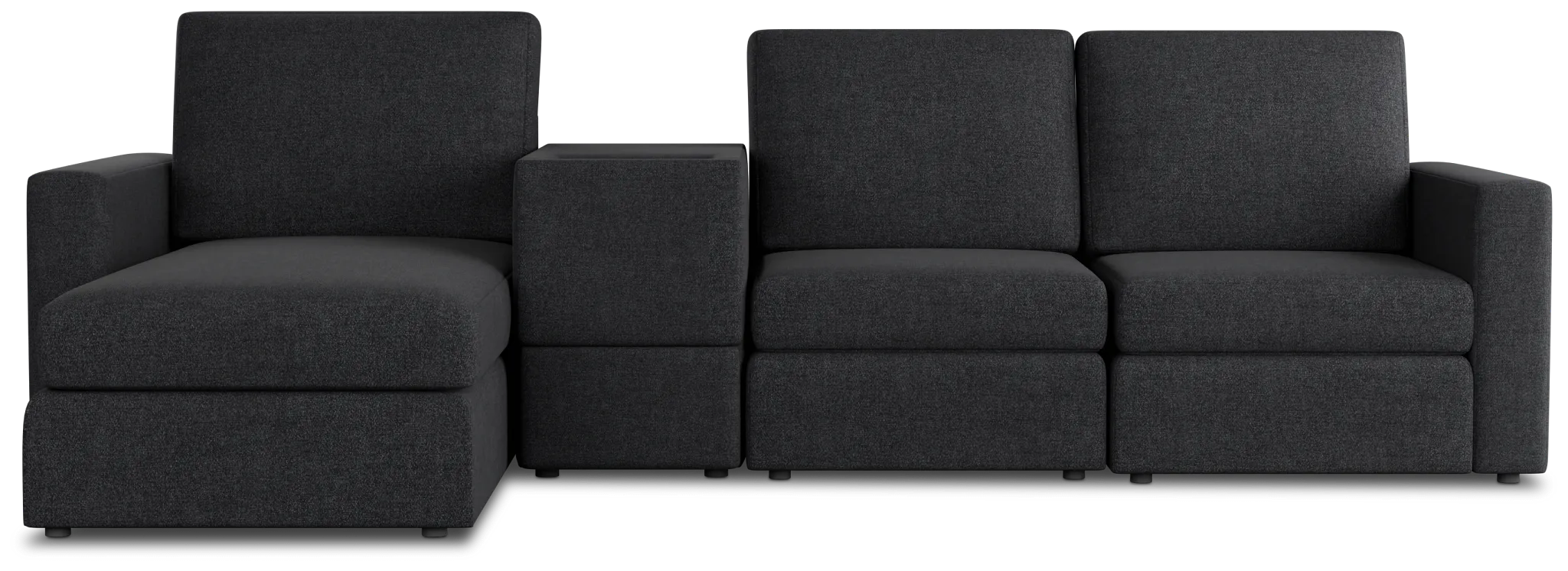 Citymod Dark Gray Fabric Small Left Chaise Sectional With Media Console