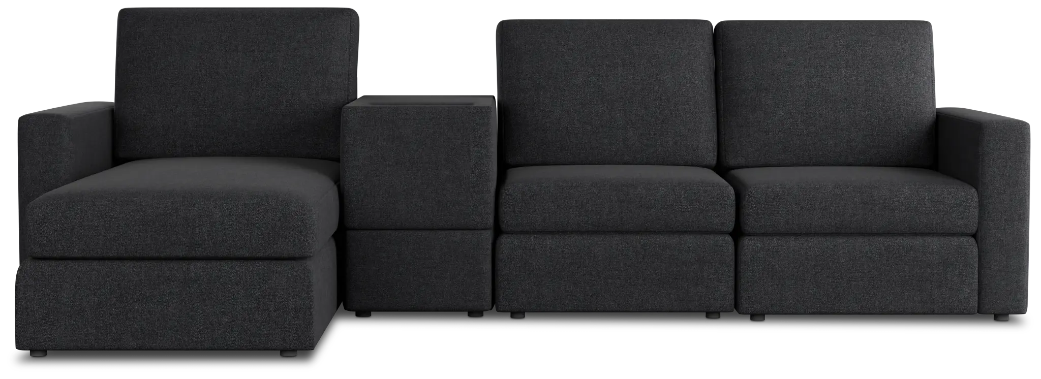 Citymod Dark Gray Fabric Small Left Chaise Sectional With Media Console Citymod Dark Gray Fabric Small Left Chaise Sectional With Media Console