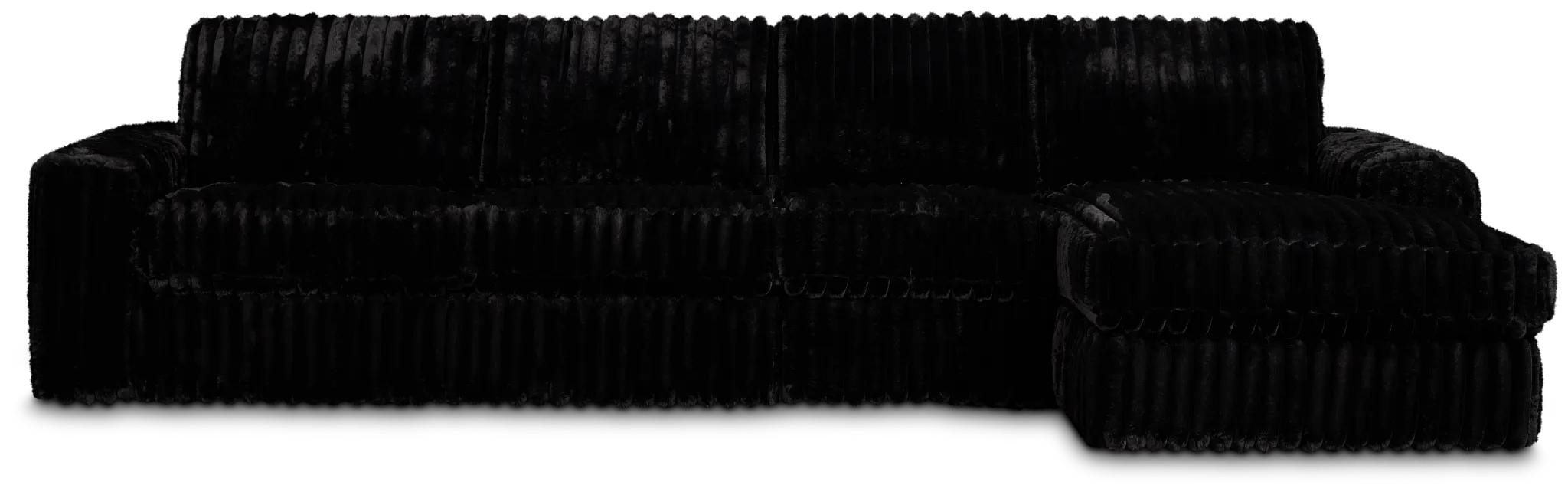 Teddy Black Fabric Small Right Chaise Sectional
