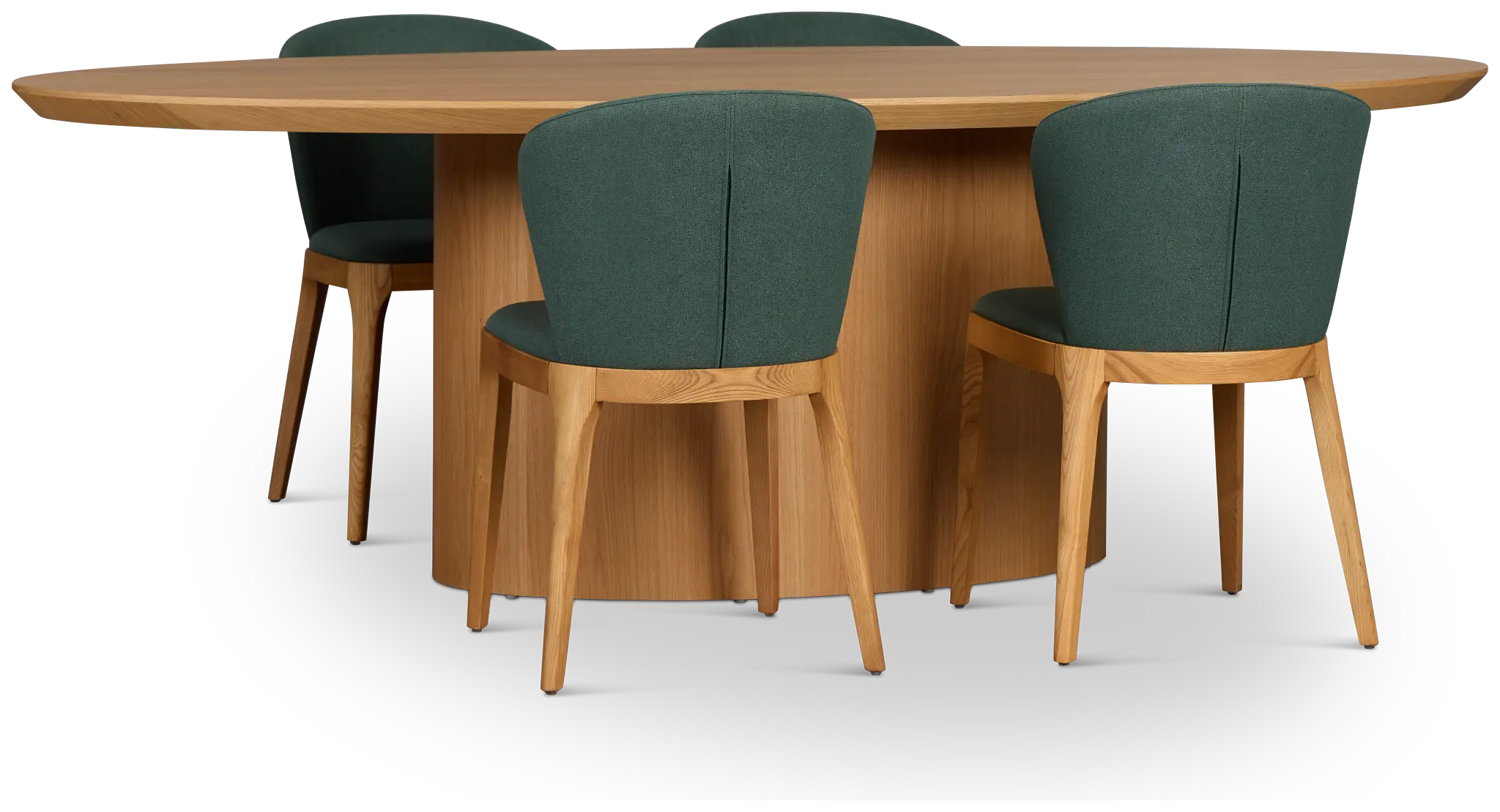 Nomad Light Tone 94" Oval Table & 4 Dark Green Chairs W/ Light Tone Leg Nomad Light Tone 94" Oval Table & 4 Dark Green Chairs W/ Light Tone Leg