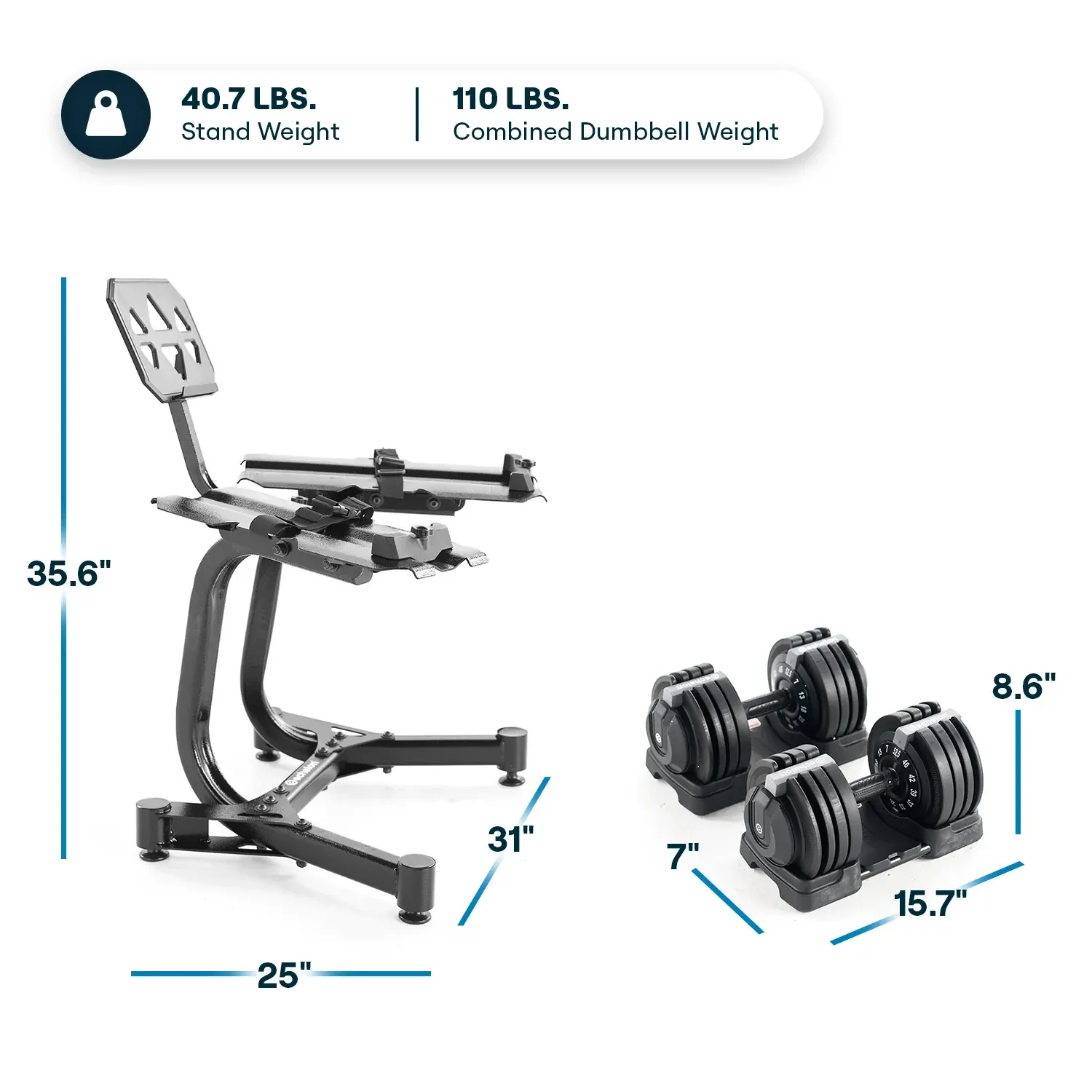 Echelon Fit Adj Weight With Stand Dumbbells
