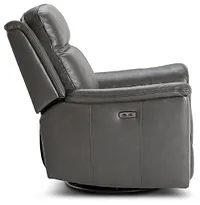 Aiden Dark Gray Leather Power Glider Recliner With Power Headrest