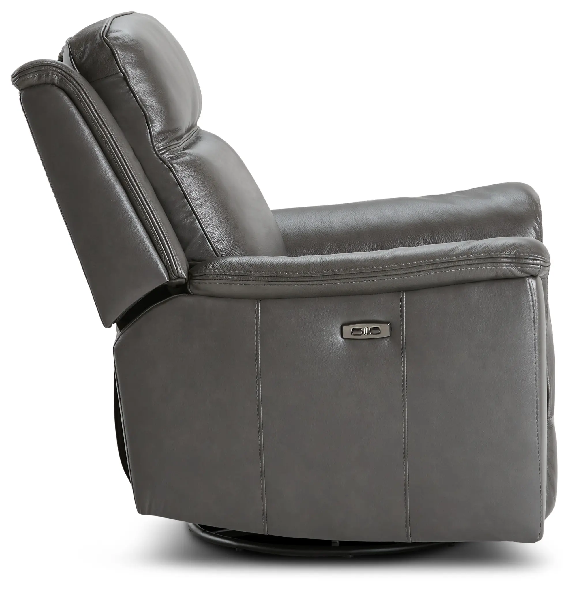 Aiden Dark Gray Leather Power Glider Recliner With Power Headrest Aiden Dark Gray Leather Power Glider Recliner With Power Headrest