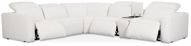 Ryland White Fabric Medium Triple Power 2-arm Sectional