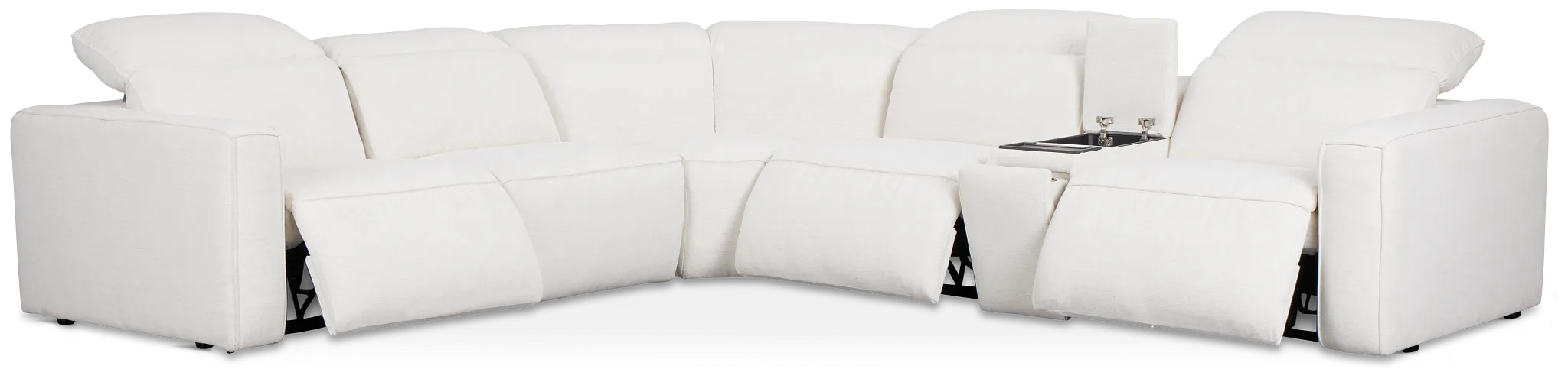 Ryland White Fabric Medium Triple Power 2-arm Sectional