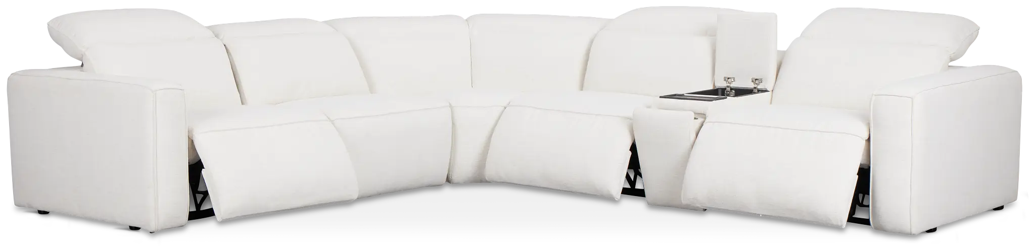 Ryland White Fabric Medium Triple Power 2-arm Sectional Ryland White Fabric Medium Triple Power 2-arm Sectional