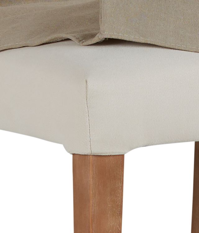 Destination Beige Short Slipcover Chair With Light Tone Leg