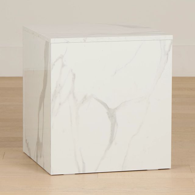 Modena White Square End Table