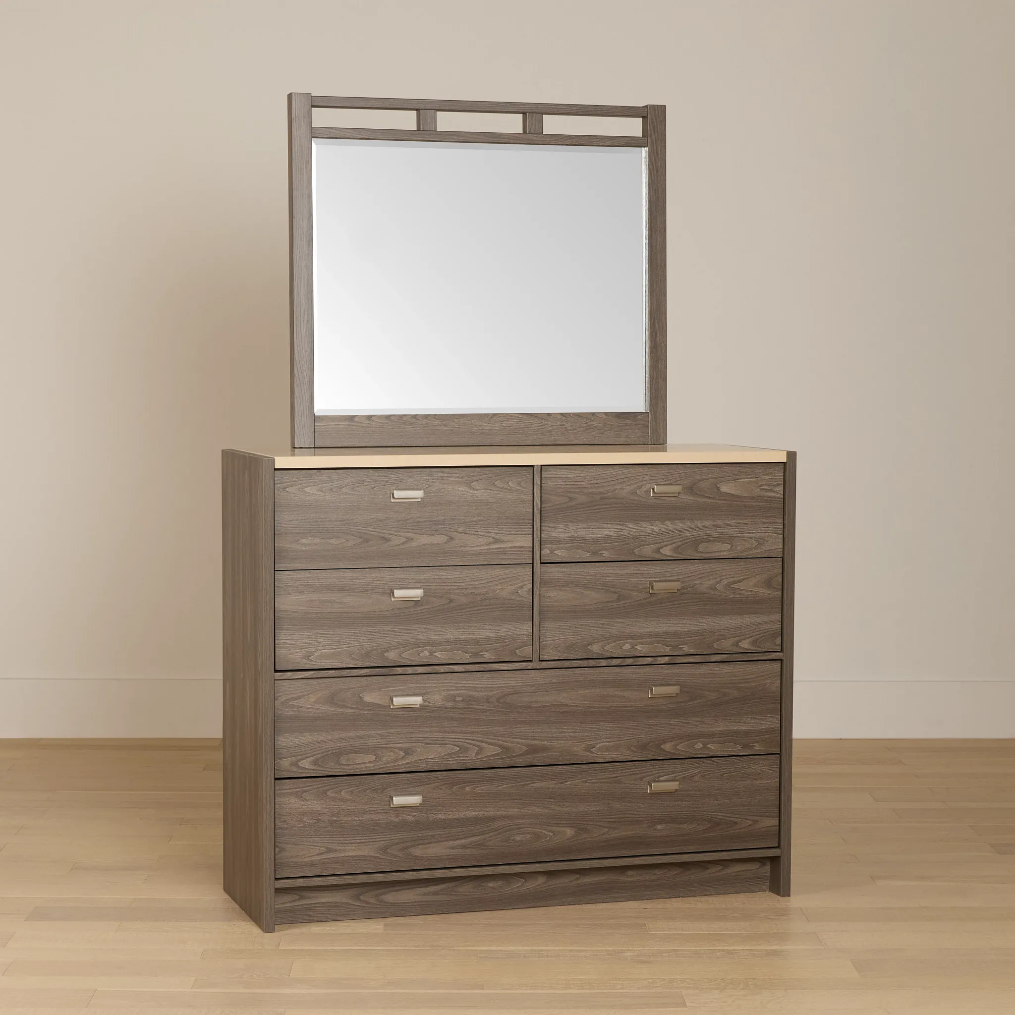 Warren Two-tone Stone Dresser & Mirror