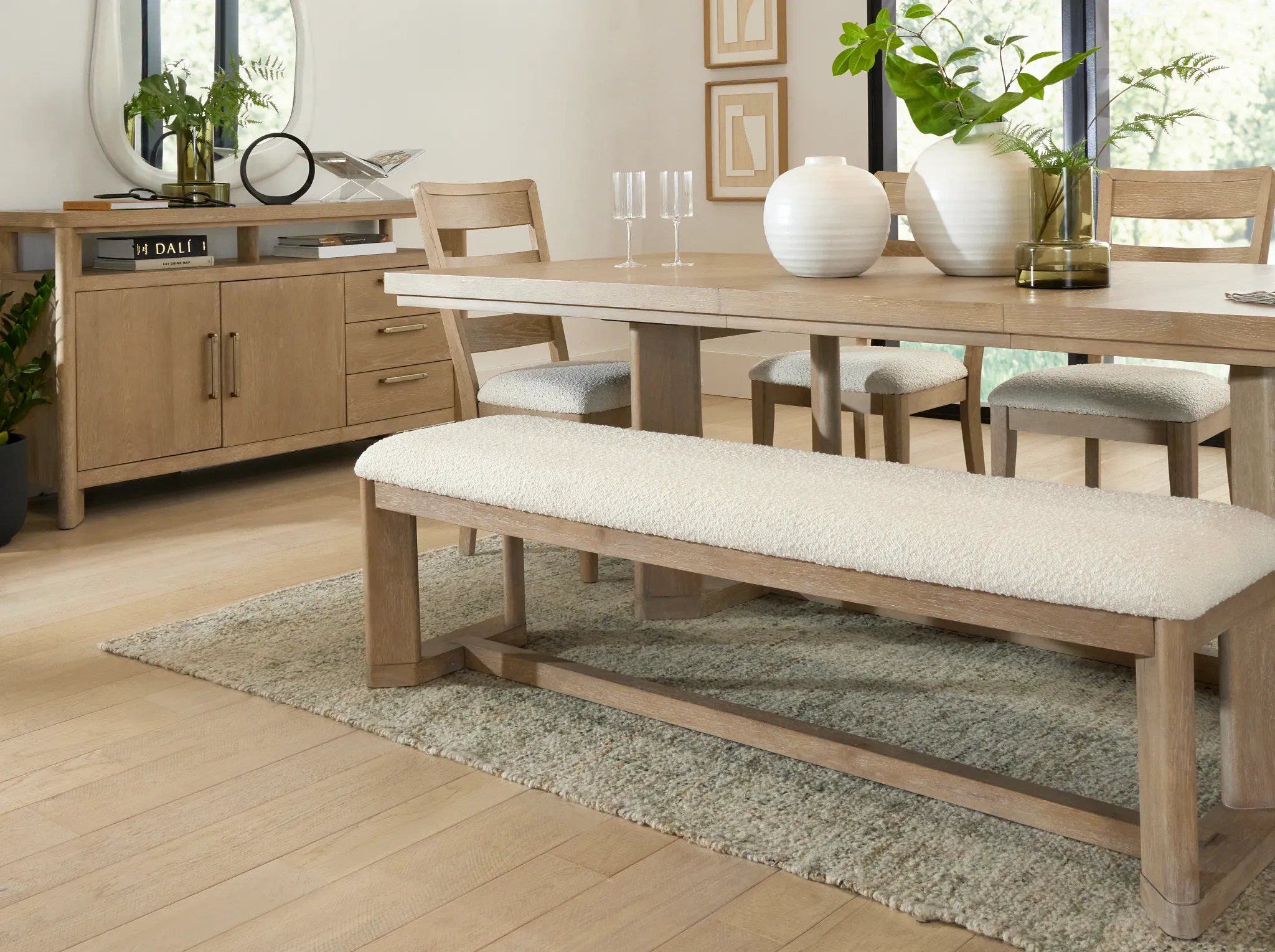 Alton Light Tone Upholstered Dining Bench