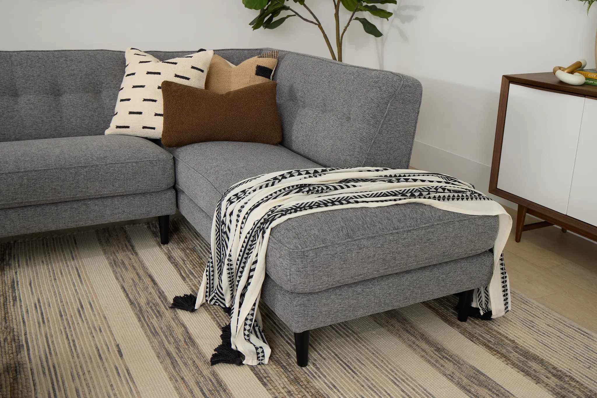 Milo Gray Fabric Small Right Bumper Sectional Milo Gray Fabric Small Right Bumper Sectional