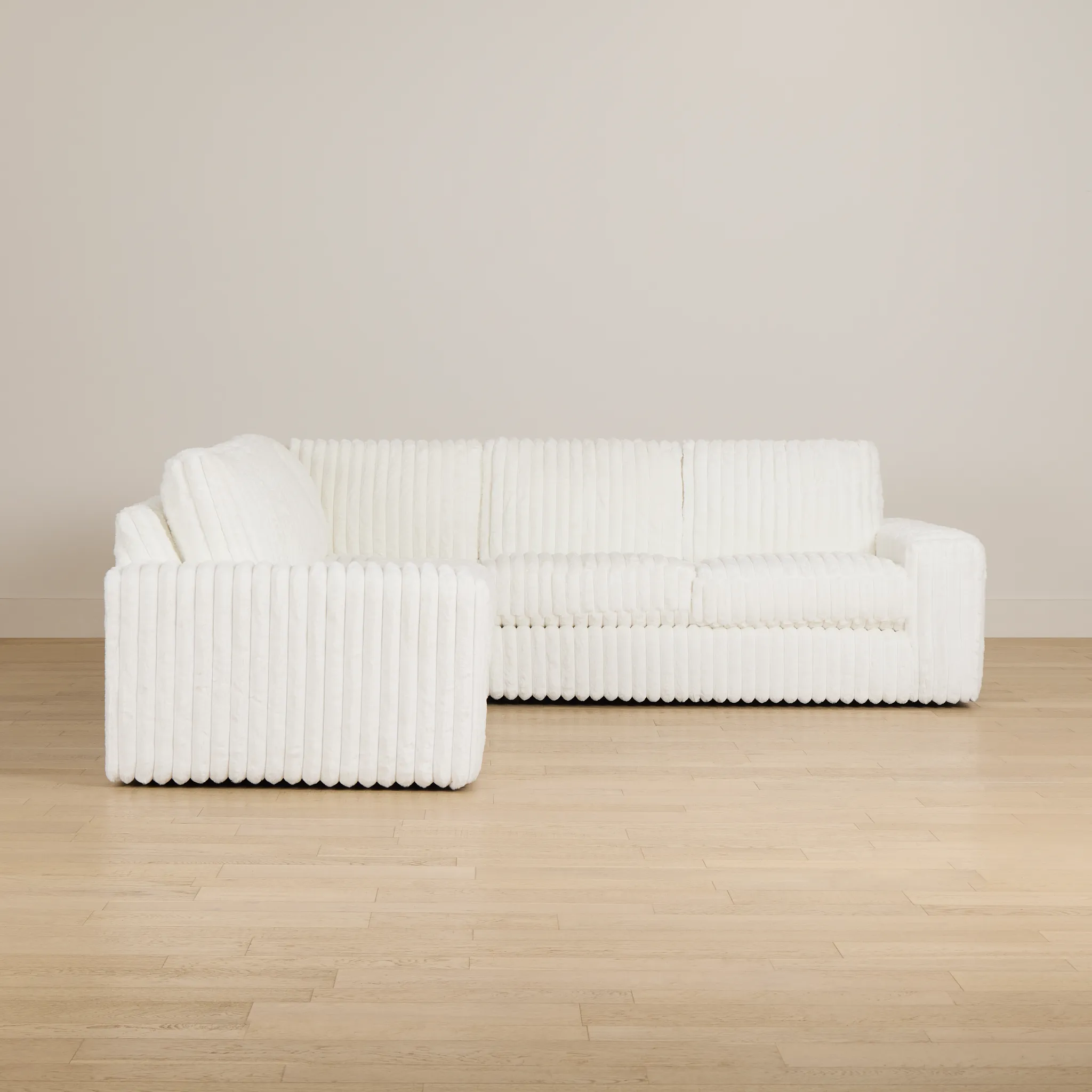 Teddy White Fabric Small Two-arm Sectional