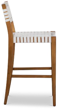 Avila White Faux Lthr 24" Woven Barstool