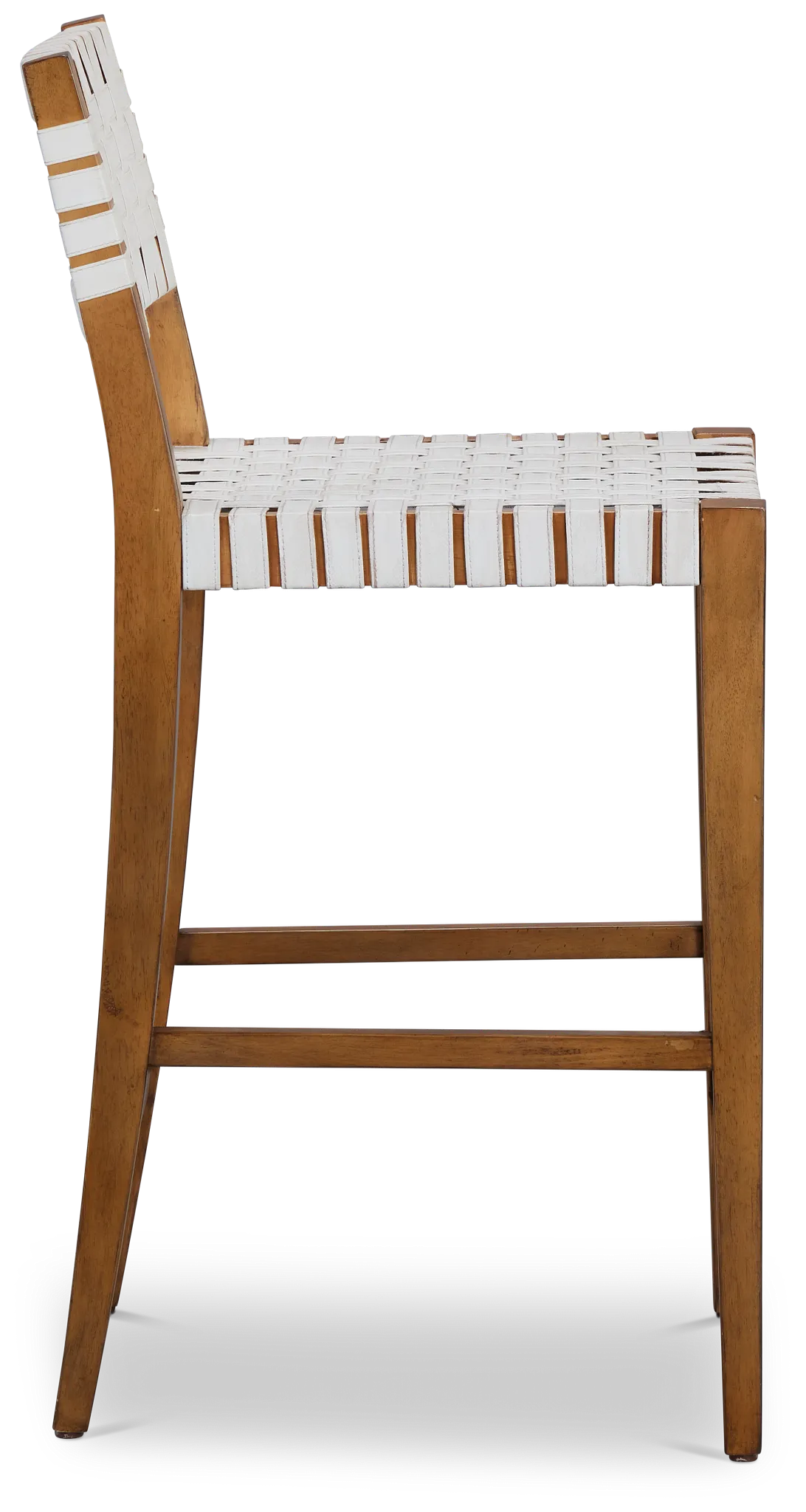 Avila White Faux Lthr 24" Woven Barstool
