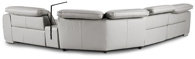 Reva Gray Leather Small Dual Power Reclining Two-arm Sectional