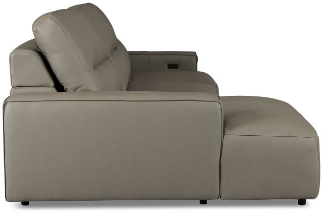 Rudy Gray Lthr/vinyl Left Power Extension Chaise Sectional