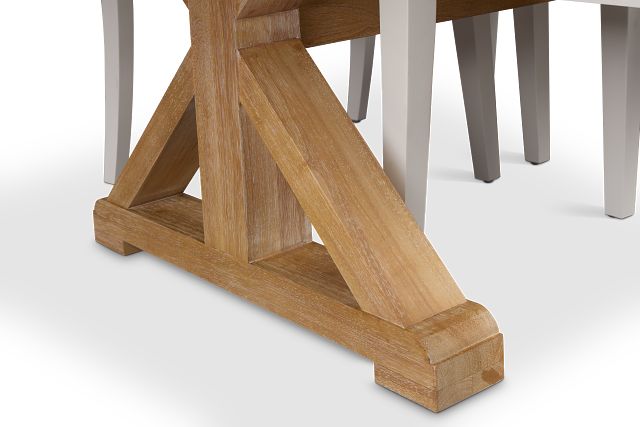Nantucket Two-tone White Trestle Table & 4 White Chairs