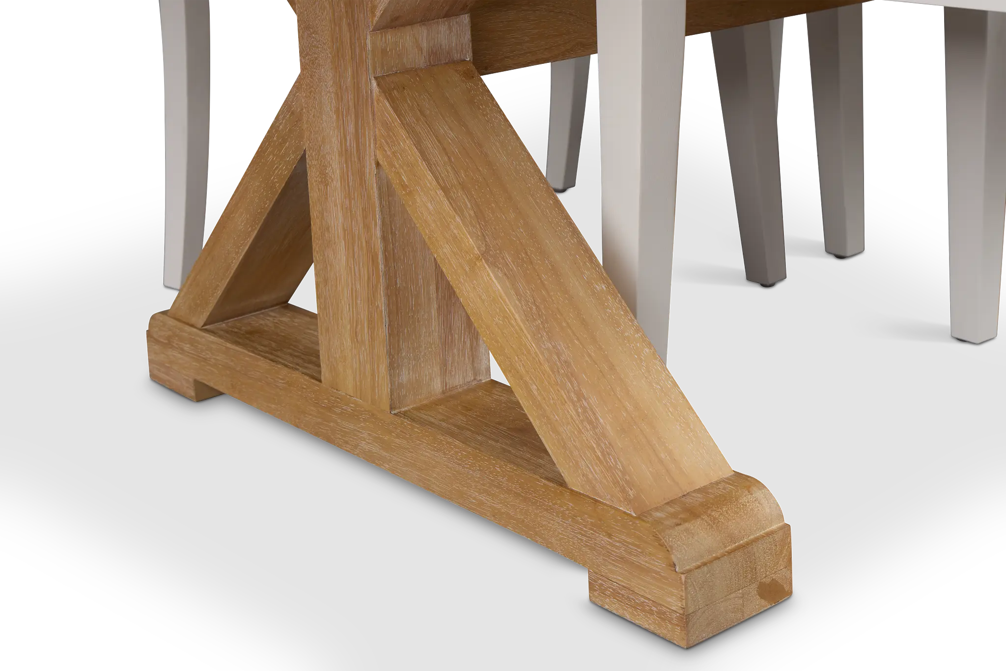 Nantucket Two-tone White Trestle Table & 4 White Chairs Nantucket Two-tone White Trestle Table & 4 White Chairs