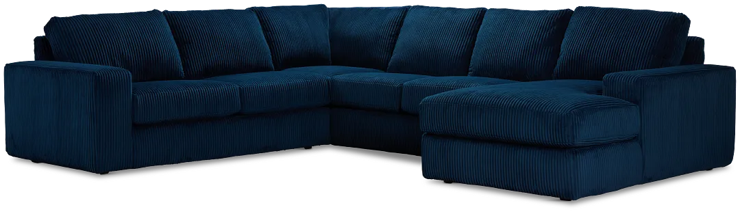 Charlie Dark Blue Fabric Medium Right Chaise Sectional
