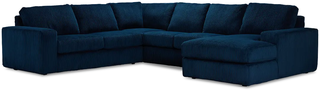 Charlie Dark Blue Fabric Medium Right Chaise Sectional Charlie Dark Blue Fabric Medium Right Chaise Sectional