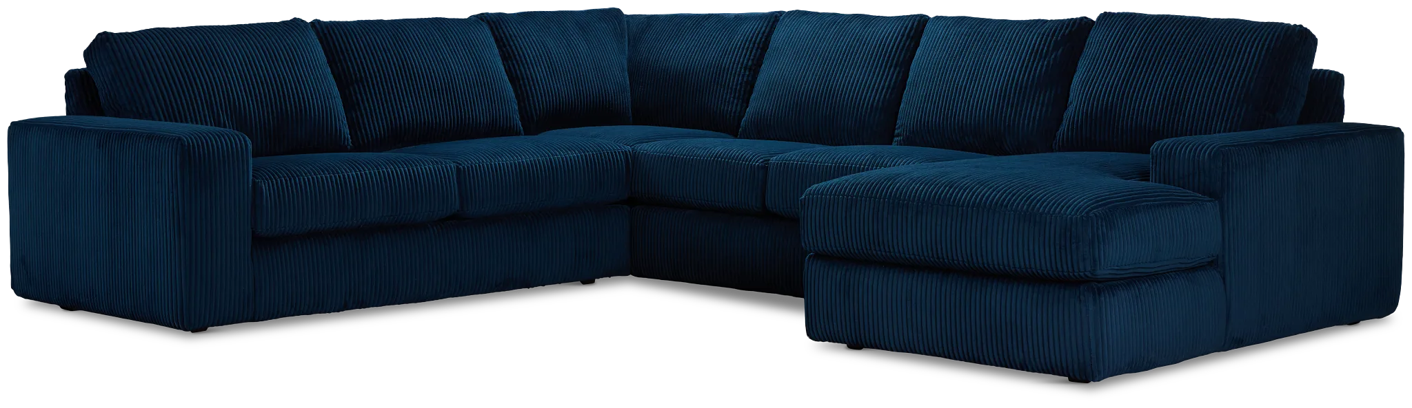 Charlie Dark Blue Fabric Medium Right Chaise Sectional