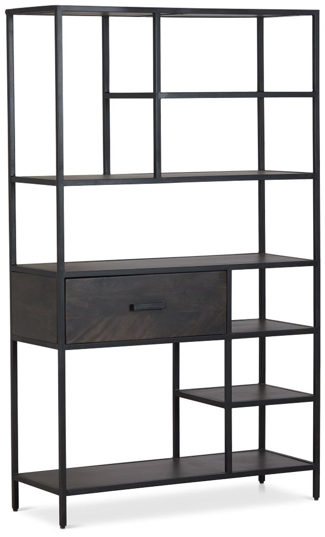 Cleo 1 Drawer Metal Bookcase Home, Black Metal Bookcase With Drawers