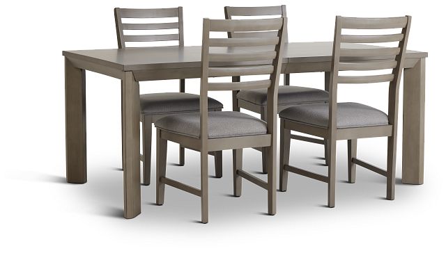Zurich Gray Rect Table & 4 Slat Chairs (2)
