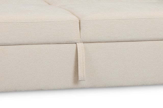 Addie Beige Fabric Medium Left Chaise Sleeper Sectional With Console