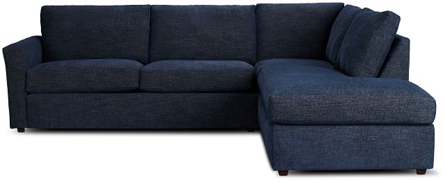 Davis Dark Blue Micro Right Bumper Sectional