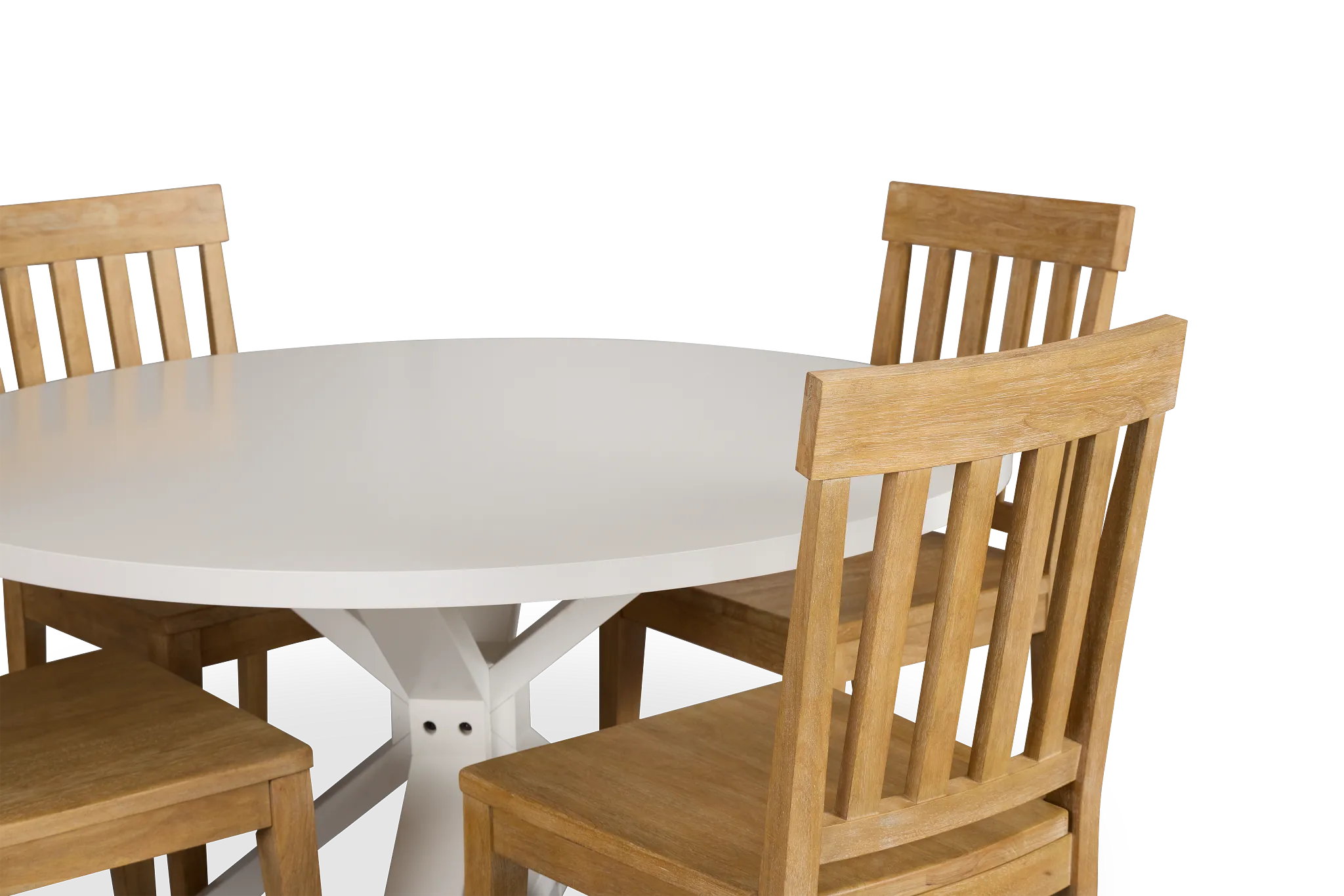Nantucket White Round Table & 4 Light Tone Chairs