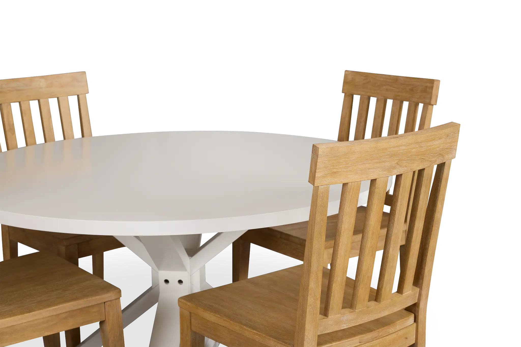 Nantucket White Round Table & 4 Light Tone Chairs Nantucket White Round Table & 4 Light Tone Chairs