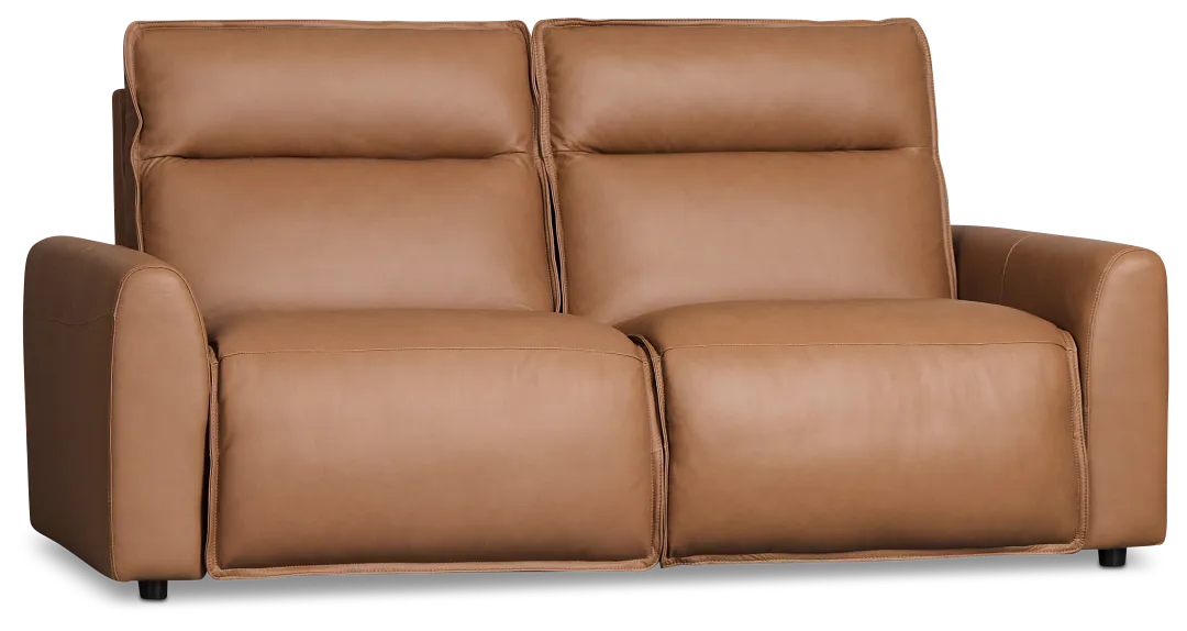 Edison Medium Brown Leather/Vinyl 2-piece Modular Power Reclining Sofa