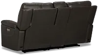 Fallon Dark Gray Lthr/vinyl Power Reclining Console Loveseat W/ Massage