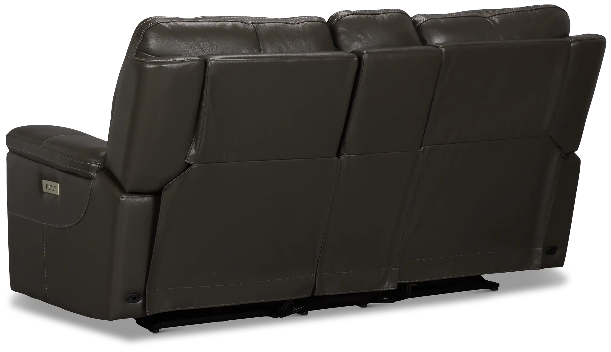 Fallon Dark Gray Lthr/vinyl Power Reclining Console Loveseat W/ Massage Fallon Dark Gray Lthr/vinyl Power Reclining Console Loveseat W/ Massage