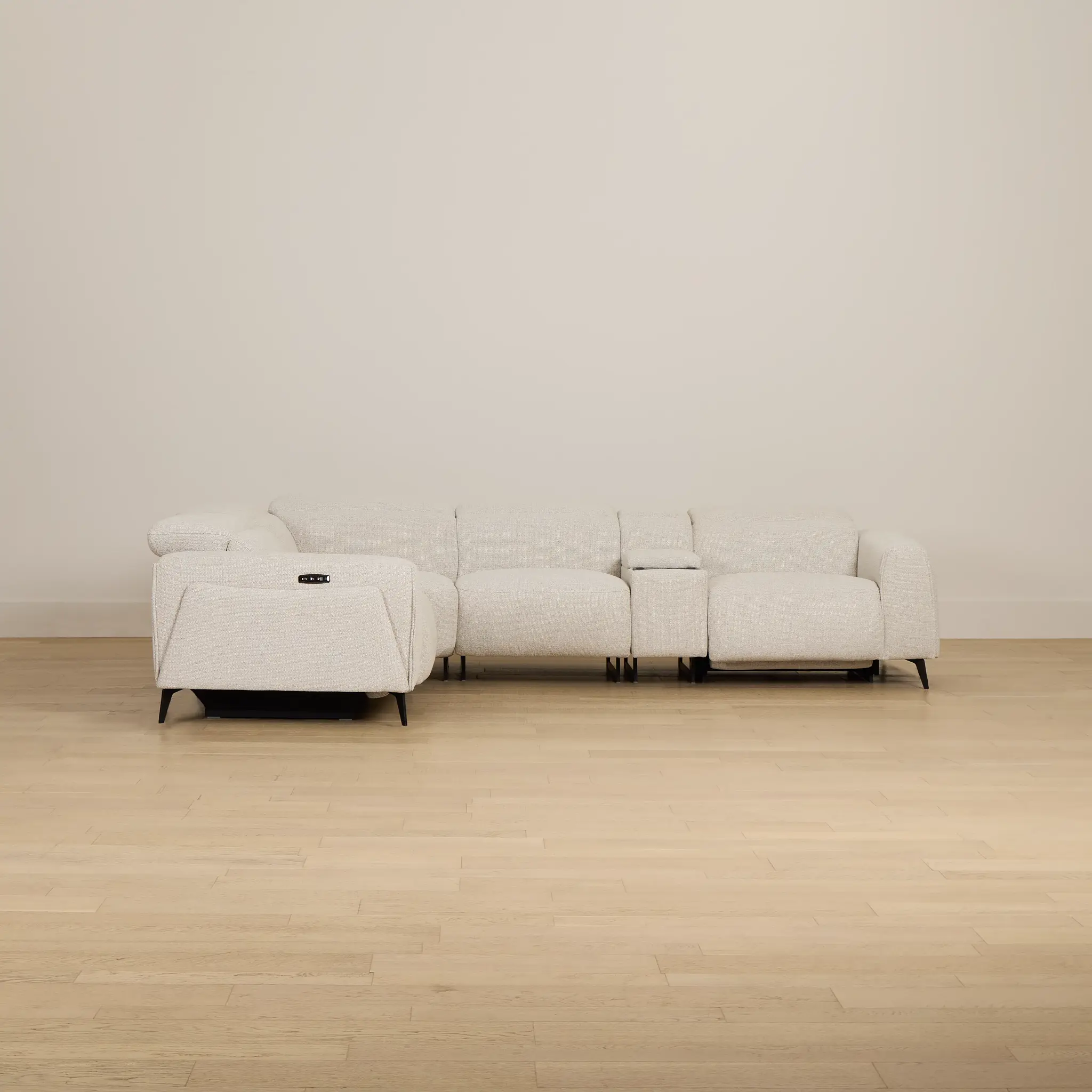 Reyna Light Beige Fabric Medium Triple Power 2-arm Sectional Reyna Light Beige Fabric Medium Triple Power 2-arm Sectional