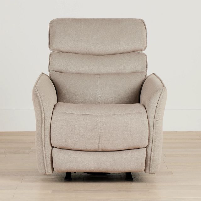 Preston Khaki Fabric Power Recliner With Heat And Massage