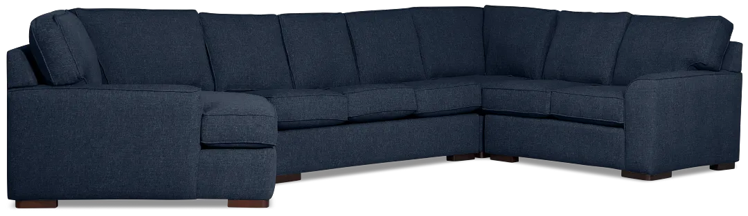 Sinclair Dark Blue Fabric Left Cuddler Cooling Memory Foam Sectional