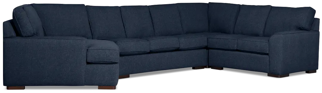 Sinclair Dark Blue Fabric Left Cuddler Cooling Memory Foam Sectional Sinclair Dark Blue Fabric Left Cuddler Cooling Memory Foam Sectional