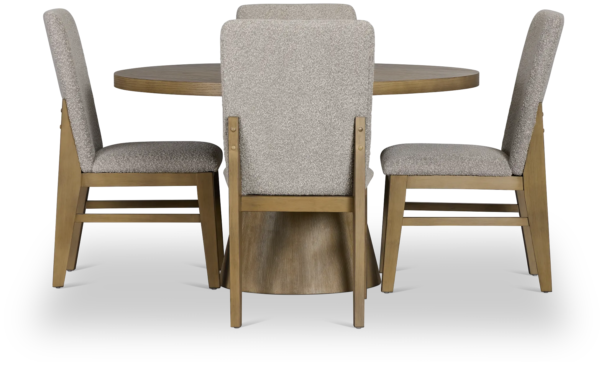 Modesto Light Tone Round Table & 4 Upholstered Chairs