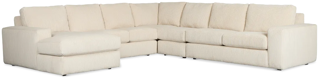 Charlie Ivory Fabric Large Left Chaise Sectional