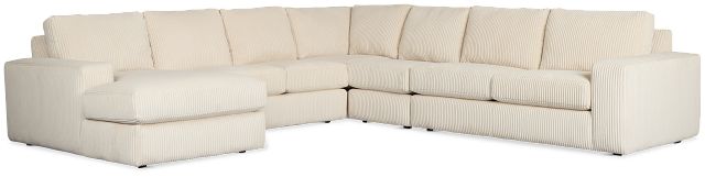 Charlie Ivory Fabric Large Left Chaise Sectional