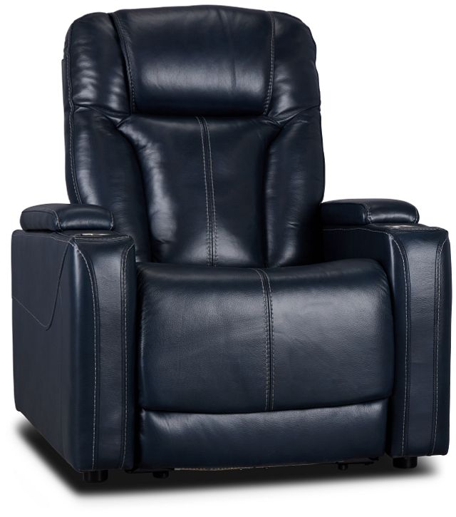 Optimus Dark Blue Lthr/vinyl Power Recliner