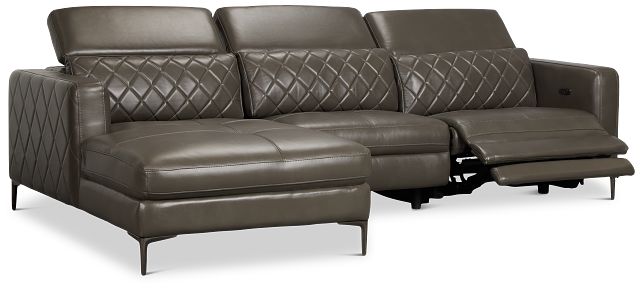 Ava Dark Gray Micro Left Chaise Power Reclining Sectional