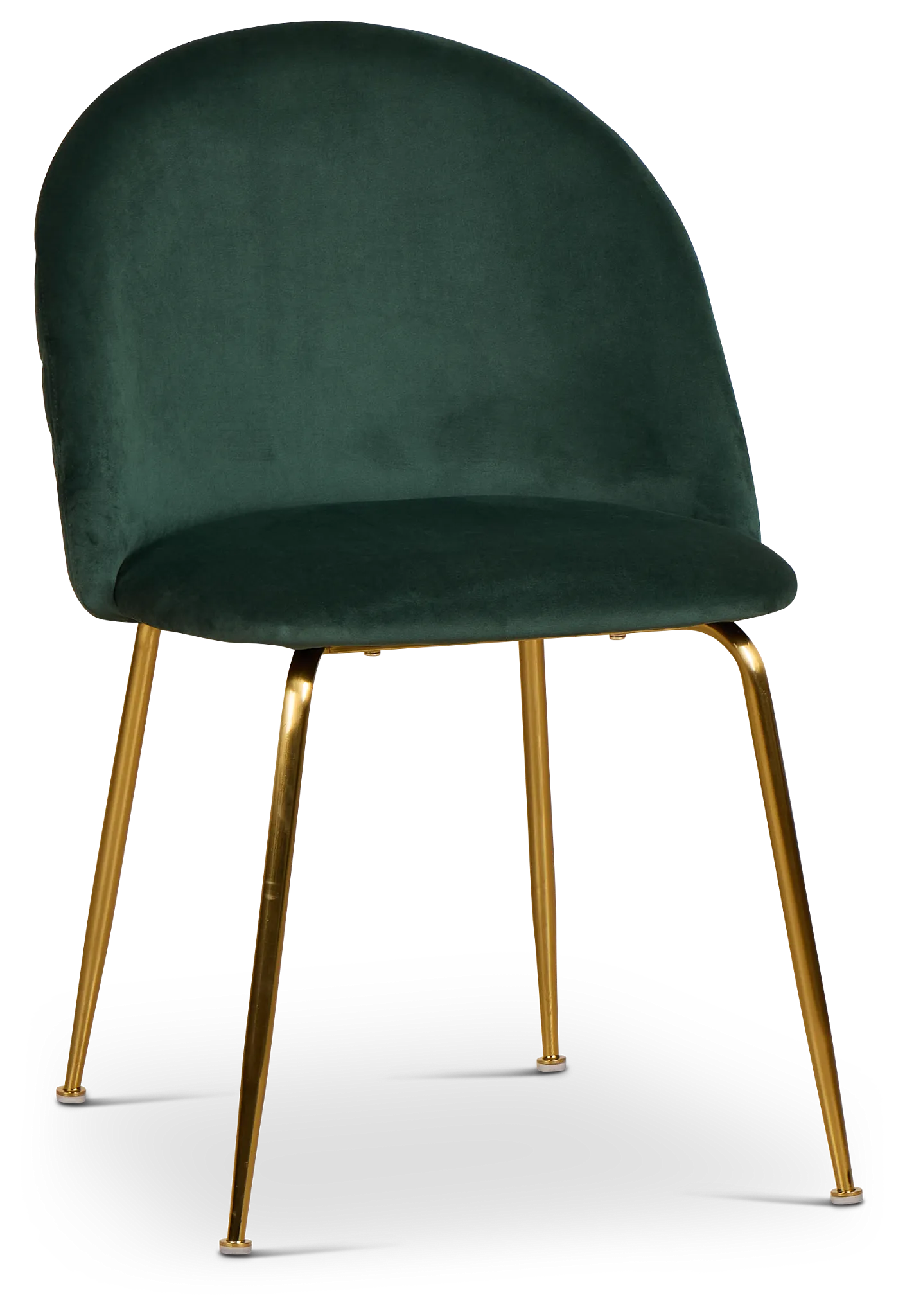 Capri Dark Green Velvet Upholstered Side Chair W/ Gold Legs