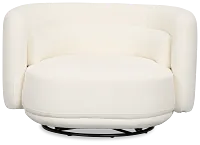 Presley White Fabric Swivel Chair